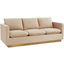 Leisuremod Nervo Modern Mid-Century Upholstered Velvet Sofa With Gold Frame In Beige