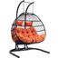 LeisureMod Orange Wicker 2 Person Double Folding Hanging Egg Swing Chair