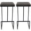 LeisureMod Quincy Leather Bar Stools With Metal Frame In Grey Set of 2