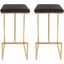 Leisuremod Quincy Leather Charcoal Black Bar Stools With Gold Metal Frame Set Of 2