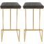 Leisuremod Quincy Leather Grey Bar Stools With Gold Metal Frame Set Of 2