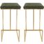 Leisuremod Quincy Leather Olive Green Bar Stools With Gold Metal Frame Set Of 2