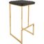 LeisureMod Quincy Quilted Stitched Leather Bar Stools With Gold Metal Frame In Black