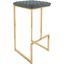 LeisureMod Quincy Quilted Stitched Leather Bar Stools With Gold Metal Frame In Blue