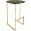 LeisureMod Quincy Quilted Stitched Leather Bar Stools With Gold Metal Frame In Olive Green