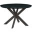LeisureMod Ravenna 47 Inch Round Wood Dining Table With Modern Metal Base In Ebony