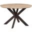 LeisureMod Ravenna 47 Inch Round Wood Dining Table With Modern Metal Base In Maple