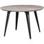 LeisureMod Ravenna Modern Round Wood 47 Inch Dining Table With Metal Legs In Grey