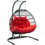 LeisureMod Red Wicker 2 Person Double Folding Hanging Egg Swing Chair