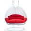 LeisureMod Red Wicker Hanging 2 person Egg Swing Chair