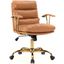 Leisuremod Regina Modern Padded Leather Adjustable Executive Office Chair With Tilt And 360 Degree Swivel In Saddle Brown