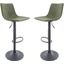 Leisuremod Tilbury Modern Olive Green Adjustable Bar Stool Set Of 2 With Footrest And 360-Degree Swivel