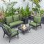 Leisuremod Walbrooke Modern Black Patio Conversation With Square Fire Pit And Tank Holder In Green