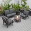 Leisuremod Walbrooke Modern Brown Patio Conversation With Round Fire Pit And Tank Holder In Charcoal