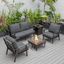 Leisuremod Walbrooke Modern Brown Patio Conversation With Square Fire Pit And Tank Holder In Charcoal