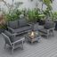 Leisuremod Walbrooke Modern Grey Patio Conversation With Square Fire Pit And Tank Holder In Charcoal