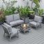 Leisuremod Walbrooke Modern Grey Patio Conversation With Square Fire Pit And Tank Holder In Grey