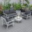 Leisuremod Walbrooke Modern White Patio Conversation With Round Fire Pit And Tank Holder In Charcoal