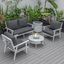Leisuremod Walbrooke Modern White Patio Conversation With Round Fire Pit With Slats Design And Tank Holder In Charcoal