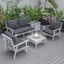 Leisuremod Walbrooke Modern White Patio Conversation With Square Fire Pit And Tank Holder In Charcoal