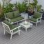 Leisuremod Walbrooke Modern White Patio Conversation With Square Fire Pit And Tank Holder In Green