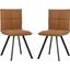 Leisuremod Wesley Modern Leather Dining Chair With Metal Legs Set Of 2 WC18BR2