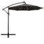 LeisureMod Willry Modern Outdoor 10 Ft Offset Cantilever Hanging Patio Umbrella With Solar Powered LED In Gray