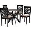 Lena 5-Piece Dining Set In Beige Fabric and Dark Brown Finished Wood