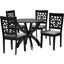 Lena 5-Piece Dining Set In Grey Fabric and Dark Brown Finished Wood