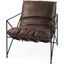 Leonidas Brown Faux Leather Wrap Seat With Black Metal Frame Accent Chair