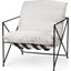 Leonidas Cream Upholstered Padded Seat And Black Metal Frame Accent Chair