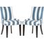 Lester Blue and White Awning Stripe Dining Chair with Nailhead Detail Set of 2