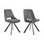 Lexi Dining Room Accent Chair Set of 2 In Gray Velvet and Black Finish