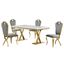 Lexim Faux Marble 5-Piece Dining Set In Gray and Gold