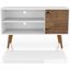 Liberty 42.52 Inch Mid-Century - Modern TV Stand With 2 Shelves And 1 Door In White And Rustic Brown