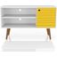 Liberty 42.52 Inch Mid-Century - Modern TV Stand With 2 Shelves And 1 Door In White And Yellow