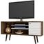 Liberty 53.14 Inch Mid-Century - Modern TV Stand With 5 Shelves And 1 Door In Rustic Brown And White With Solid Wood Legs