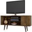 Liberty 53.14 Inch Mid-Century - Modern TV Stand With 5 Shelves And 1 Door In Rustic Brown With Solid Wood Legs