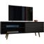 Liberty 62.99 Inch Mid-Century - Modern TV Stand With 3 Shelves And 2 Doors In Black