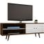 Liberty 62.99 Inch Mid-Century - Modern TV Stand With 3 Shelves And 2 Doors In Rustic Brown And White With Solid Wood Legs