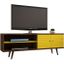 Liberty 62.99 Inch Mid-Century - Modern TV Stand With 3 Shelves And 2 Doors In Rustic Brown And Yellow With Solid Wood Legs