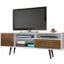 Liberty 70.86 Inch Mid-Century - Modern TV Stand With 4 Shelving Spaces And 1 Drawer In Rustic Brown And White With Solid Wood Legs