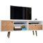 Liberty 70.86 Inch Mid-Century - Modern TV Stand With 4 Shelving Spaces And 1 Drawer In White And 3D Brown Prints