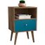 Liberty Mid-Century - Modern Nightstand 1.0 With 1 Cubby Space And 1 Drawer In Rustic Brown And Aqua Blue