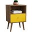 Liberty Mid-Century - Modern Nightstand 1.0 With 1 Cubby Space And 1 Drawer In Rustic Brown And Yellow