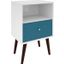Liberty Mid-Century - Modern Nightstand 1.0 With 1 Cubby Space And 1 Drawer In White And Aqua Blue With Solid Wood Legs