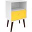 Liberty Mid-Century - Modern Nightstand 1.0 With 1 Cubby Space And 1 Drawer In White And Yellow With Solid Wood Legs