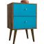 Liberty Mid-Century - Modern Nightstand 2.0 With 2 Full Extension Drawers In Rustic Brown And Aqua Blue