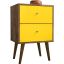 Liberty Mid-Century - Modern Nightstand 2.0 With 2 Full Extension Drawers In Rustic Brown And Yellow