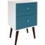 Liberty Mid-Century - Modern Nightstand 2.0 With 2 Full Extension Drawers In White And Aqua Blue With Solid Wood Legs